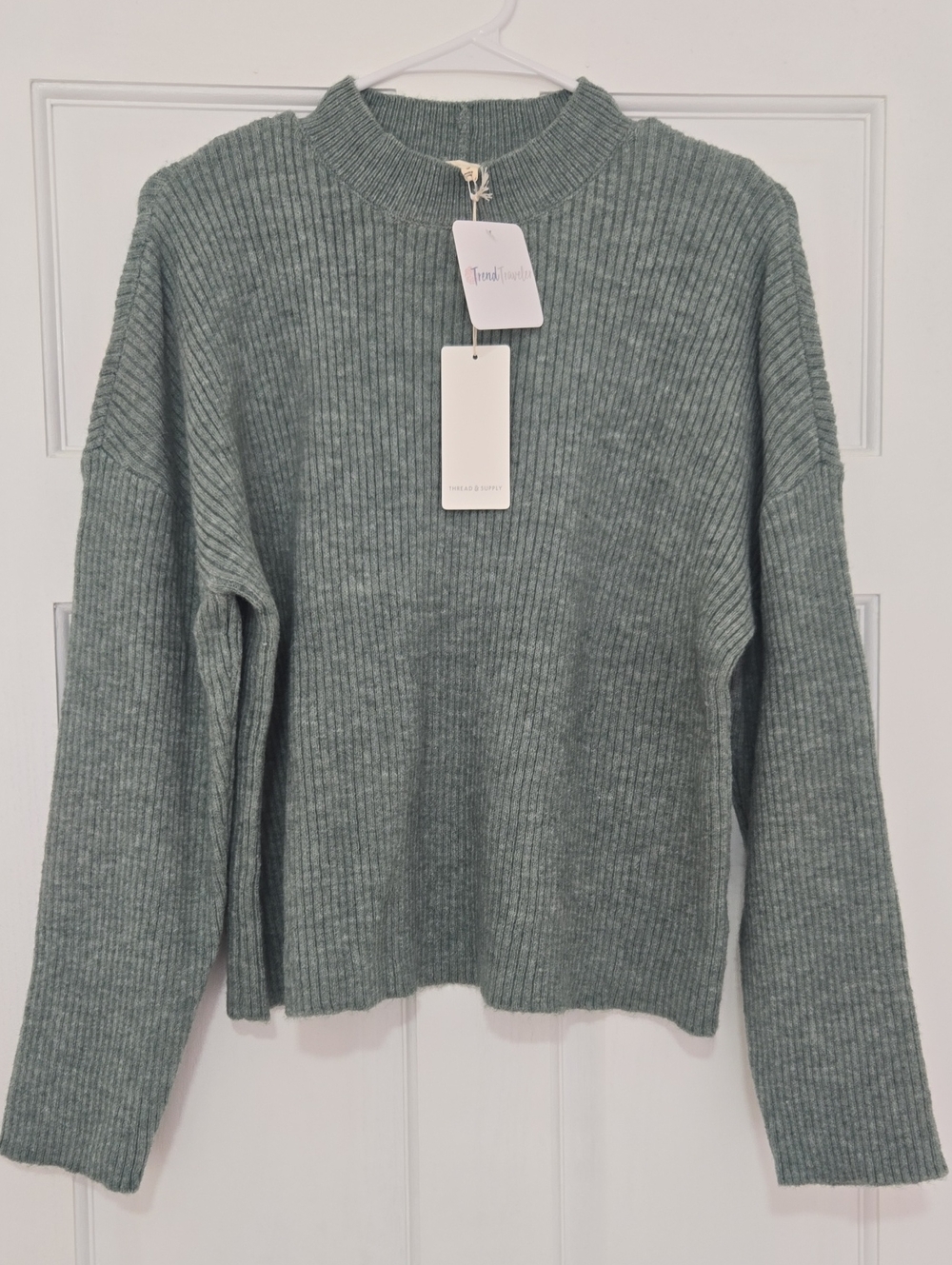 Thread & Supply Ribbed Mock-Neck Sweater in Sage
